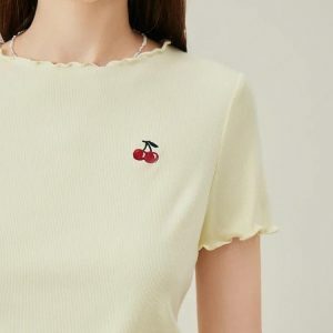 Soft Girl Cherry Lettuce Edge Tee - Aesthetic Y2K Fashion Essential