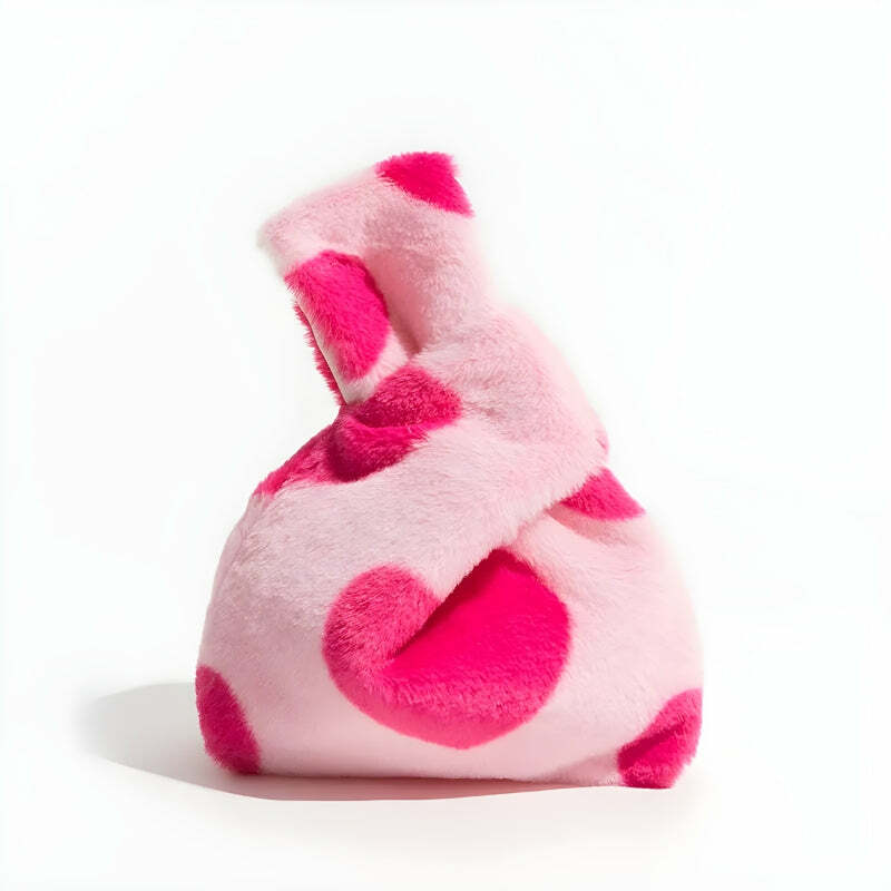 Soft Girl Heart Fluffy Wrist Bag - Aesthetic Coquette Style Accessory