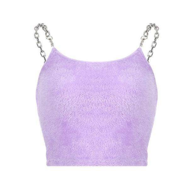 Soft Lavender Y2K Crop Top with Front Clasp Buckles for Aesthetic Style