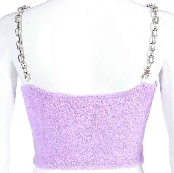 Soft Lavender Y2K Crop Top with Front Clasp Buckles for Aesthetic Style