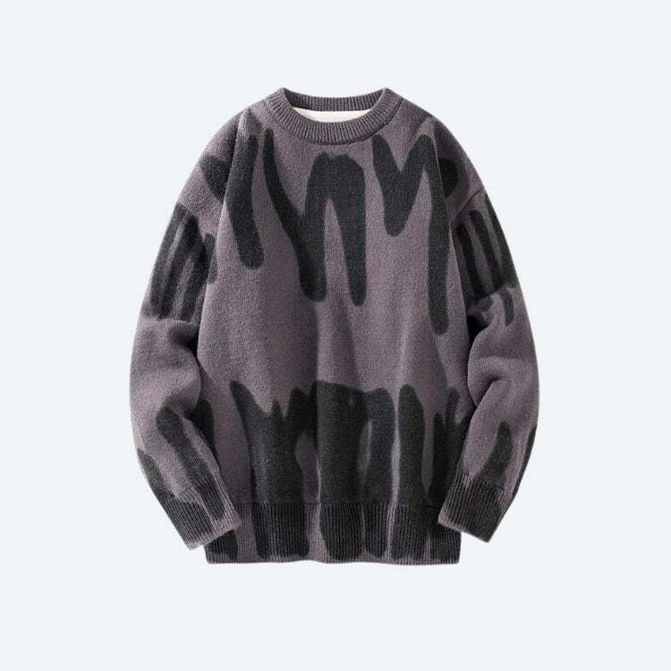 Soft Touch Knitted Sweater in Spray Paint Aesthetic for Cozy Vibes