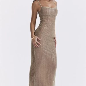 Sparkle Sequined Y2K Maxi Dress with Aesthetic Coquette Vibes