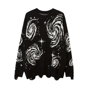 Starry Sky Sweater: Y2K Aesthetic, Cozy Grunge Style for Trendy Looks