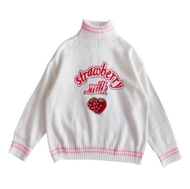 Strawberry Milk Sweater: Y2K Aesthetic, Cozy Grunge Style, Cute Fashion