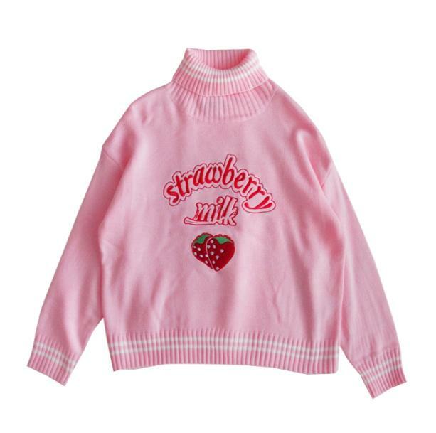 Strawberry Milk Sweater: Y2K Aesthetic, Cozy Grunge Style, Cute Fashion