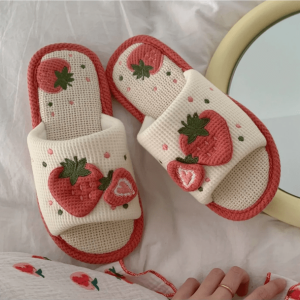 Strawberry Slippers: Y2K Aesthetic Footwear for Cozy, Cute Vibes