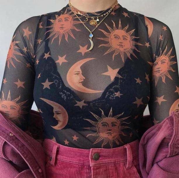 Sun and Moon Aesthetic Top: Y2K Fashion with Coquette Vibes