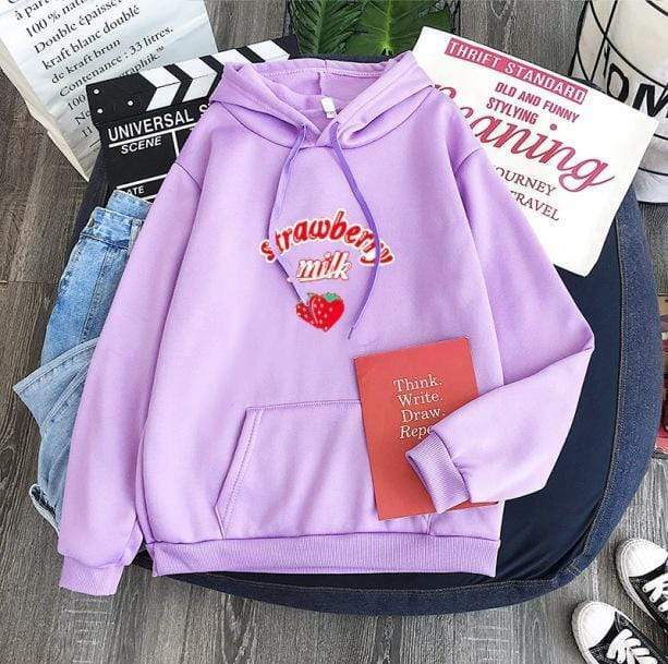 Sweet Strawberry Milk Aesthetic Hoodie - Y2K Fashion Essential