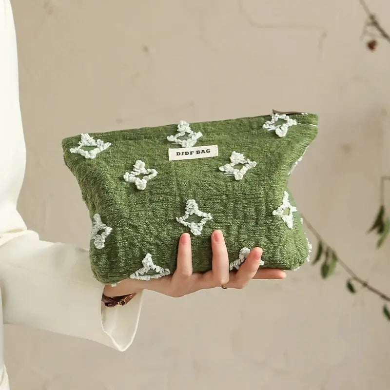 Tasseled Star Embroidered Makeup Bag for Aesthetic Coquette Style