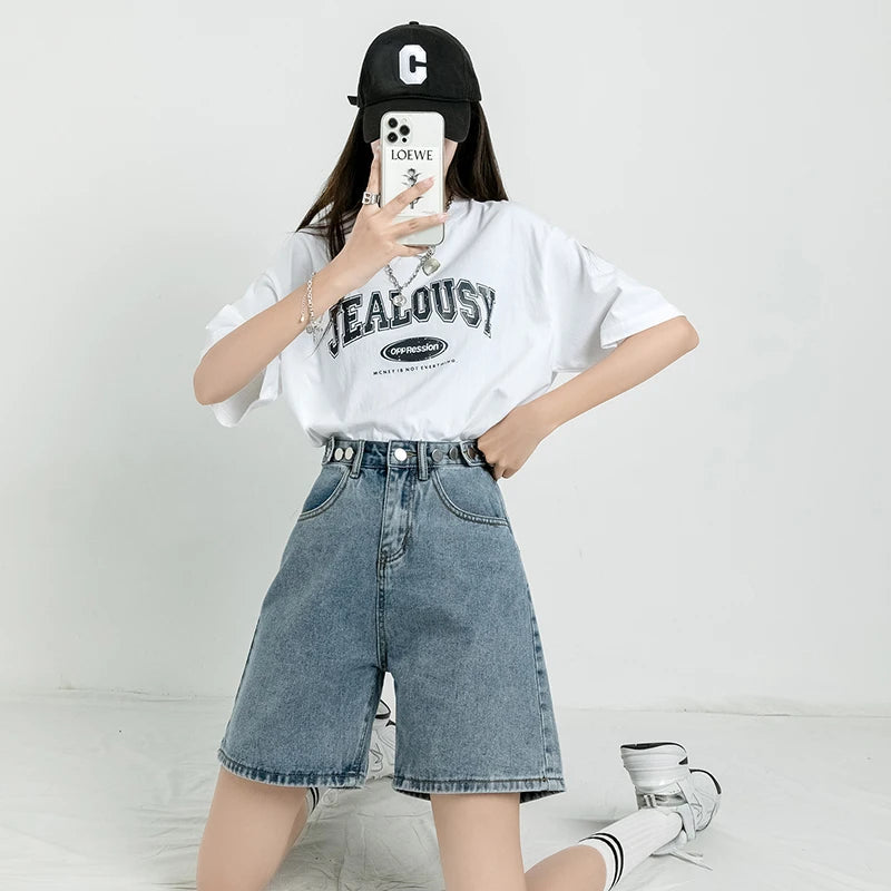 Trendy Adjustable Waist Denim Shorts for Y2K Aesthetic Lovers