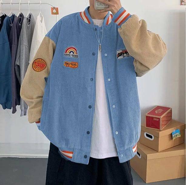 Trendy Corduroy Baseball Jacket for Y2K Aesthetic and Grunge Styles