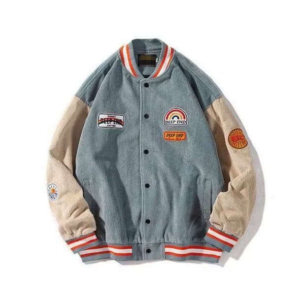 Trendy Corduroy Baseball Jacket for Y2K Aesthetic and Grunge Styles