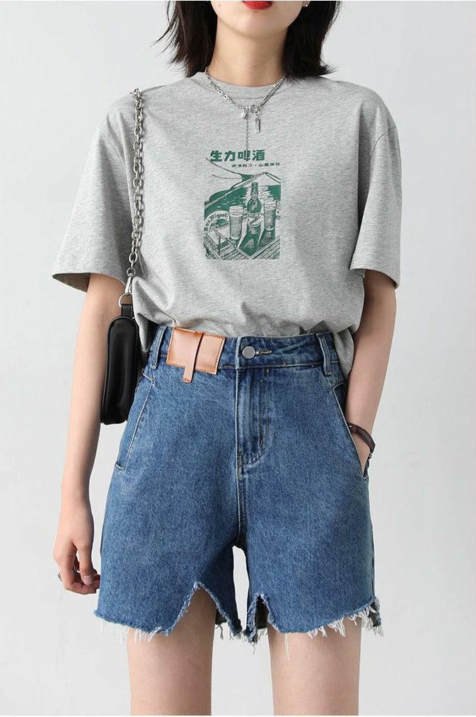 Trendy Distressed Jean Shorts for Y2K Aesthetic & Grunge Fashion