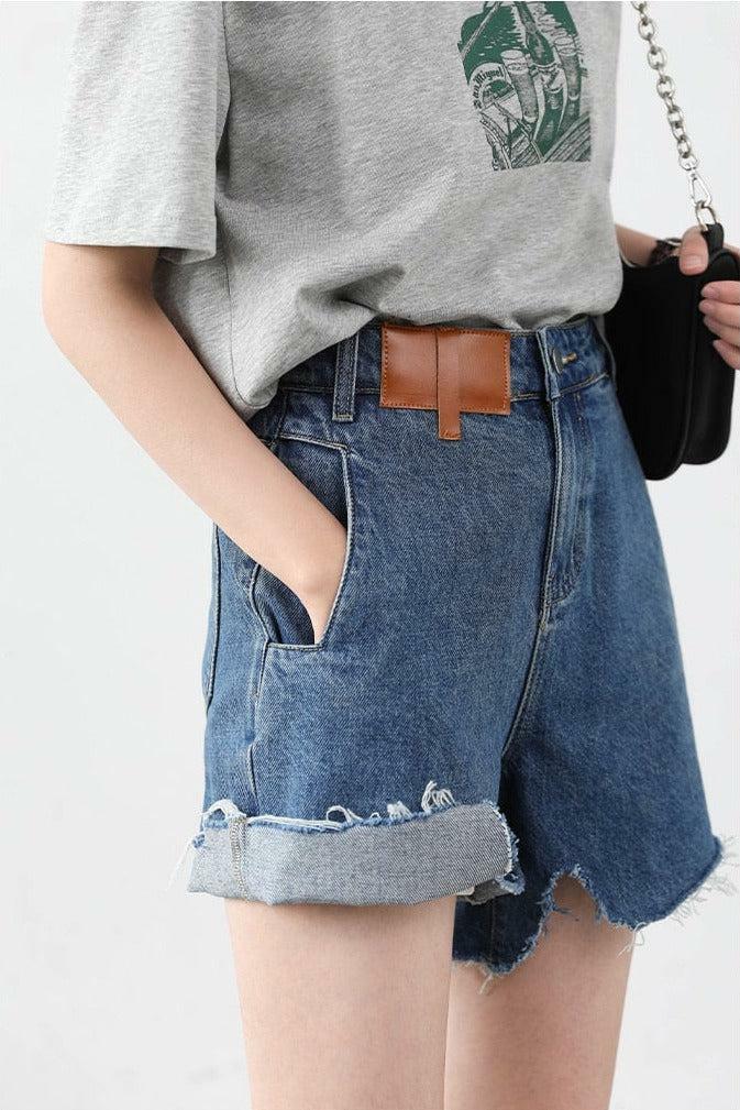 Trendy Distressed Jean Shorts for Y2K Aesthetic & Grunge Fashion