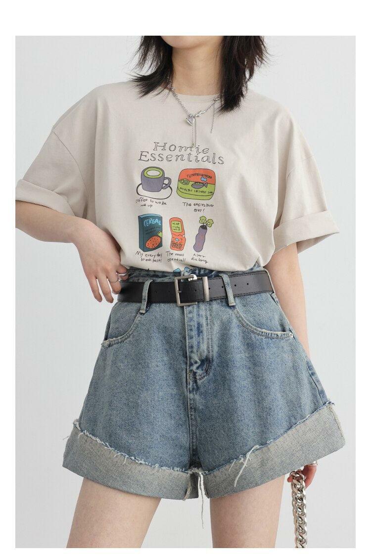 Trendy Distressed Slit Jean Shorts for Y2K Aesthetic Fashion Lovers