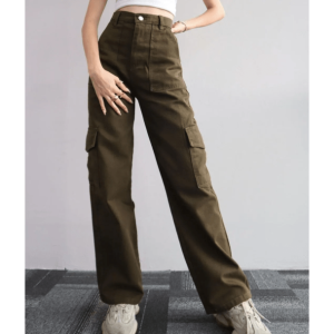 Trendy High Waist Cargo Pants for Y2K Aesthetic and Grunge Styles