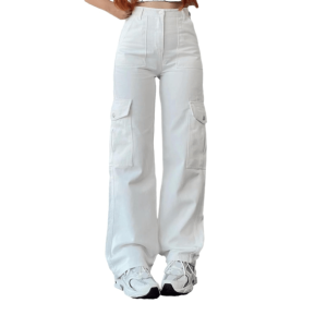 Trendy High Waist Cargo Pants for Y2K Aesthetic and Grunge Styles