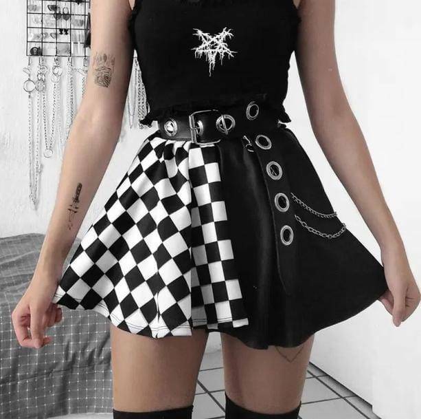 Trendy High Waist Checkered Skirt for Aesthetic Coquette Style