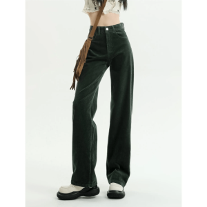 Trendy High Waist Corduroy Pants for Y2K Aesthetic and Grunge Styles