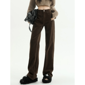 Trendy High Waist Corduroy Pants for Y2K Aesthetic and Grunge Styles