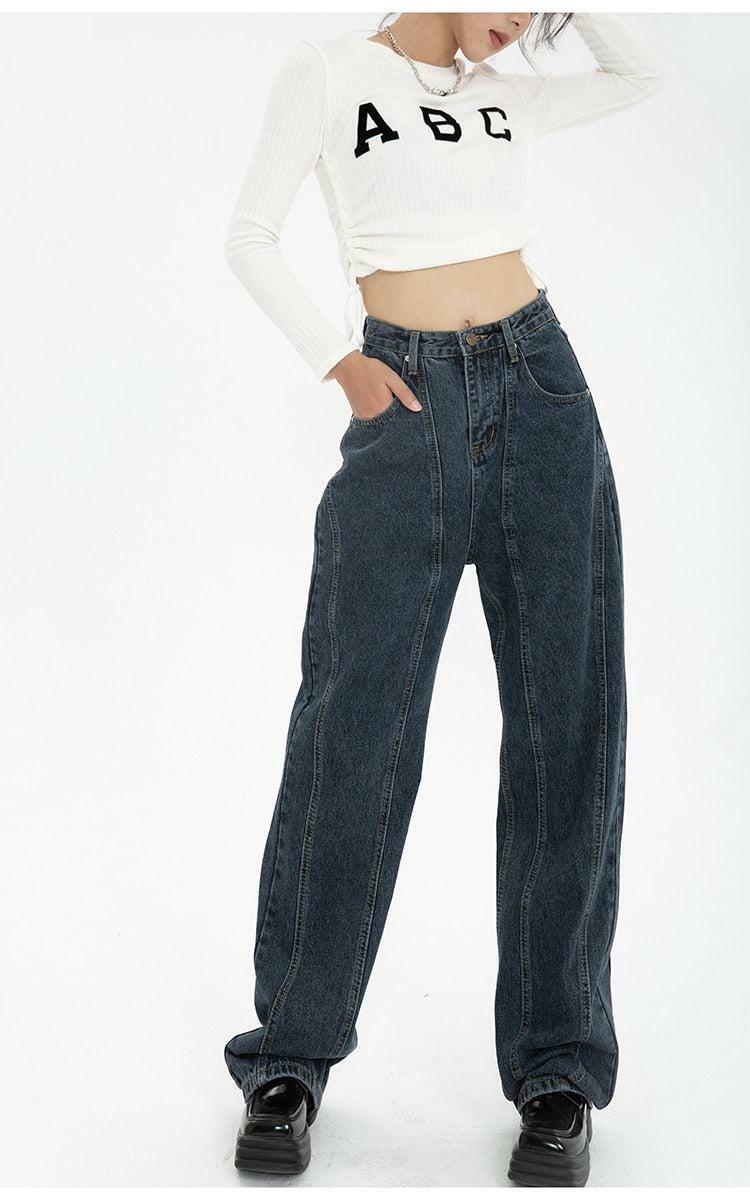 Trendy High Waisted Wide Leg Jeans for Y2K Aesthetic Fashion Lovers