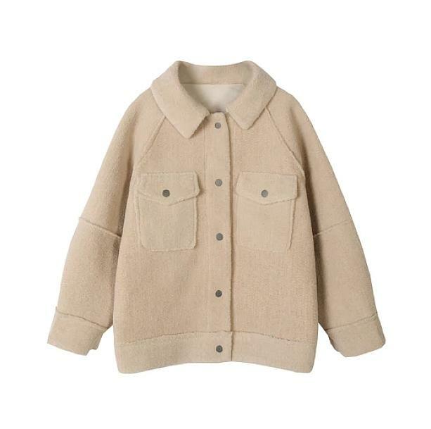 Trendy Khaki Loose Jacket for Y2K Fashion & Aesthetic Coquette Styles