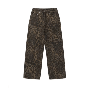 Trendy Leopard Print Loose Pants for Y2K Aesthetic and Grunge Styles