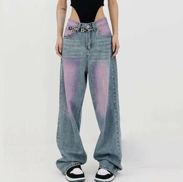 Trendy Pink Baggy Jeans for Y2K Aesthetic & Coquette Style Lovers