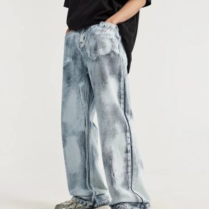 Trendy Y2K Acid Wash Jeans for Aesthetic Coquette and Grunge Styles