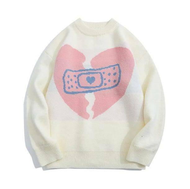 Trendy Y2K Aesthetic Coquette Sweater with Heart Design for Stylish Looks