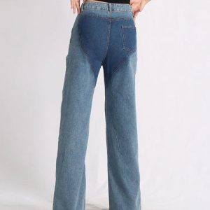 Trendy Y2K Cut Out Denim Jeans - Aesthetic Grunge & Coquette Style