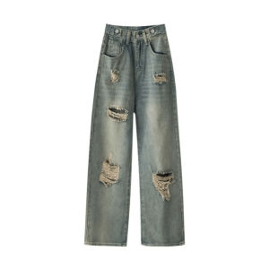 Trendy Y2K Distressed Boyfriend Jeans for Aesthetic Coquette Style