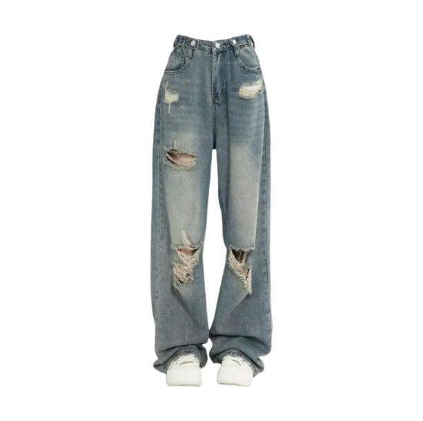 Trendy Y2K Distressed Boyfriend Jeans for Aesthetic Coquette Style