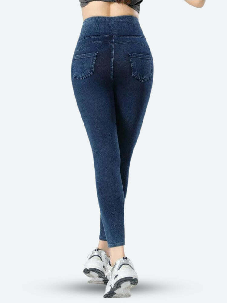 Trendy Y2K High Rise Denim Jeggings for Aesthetic Coquette Style