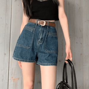 Trendy Y2K High Waisted Shorts with Aesthetic Coquette Vibes