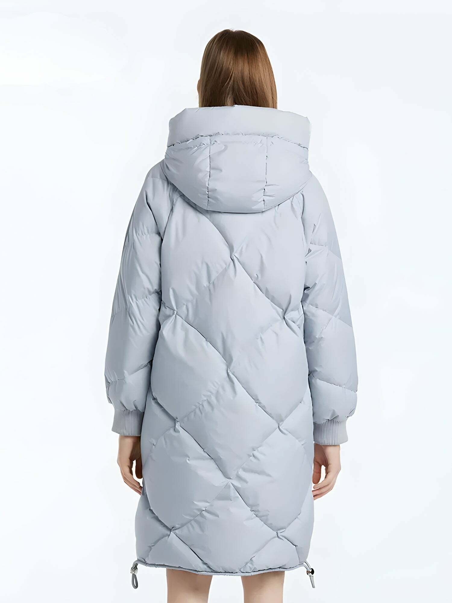 Trendy Y2K Hooded Zip-Up Long Puffer Coat for Aesthetic Fashion Lovers