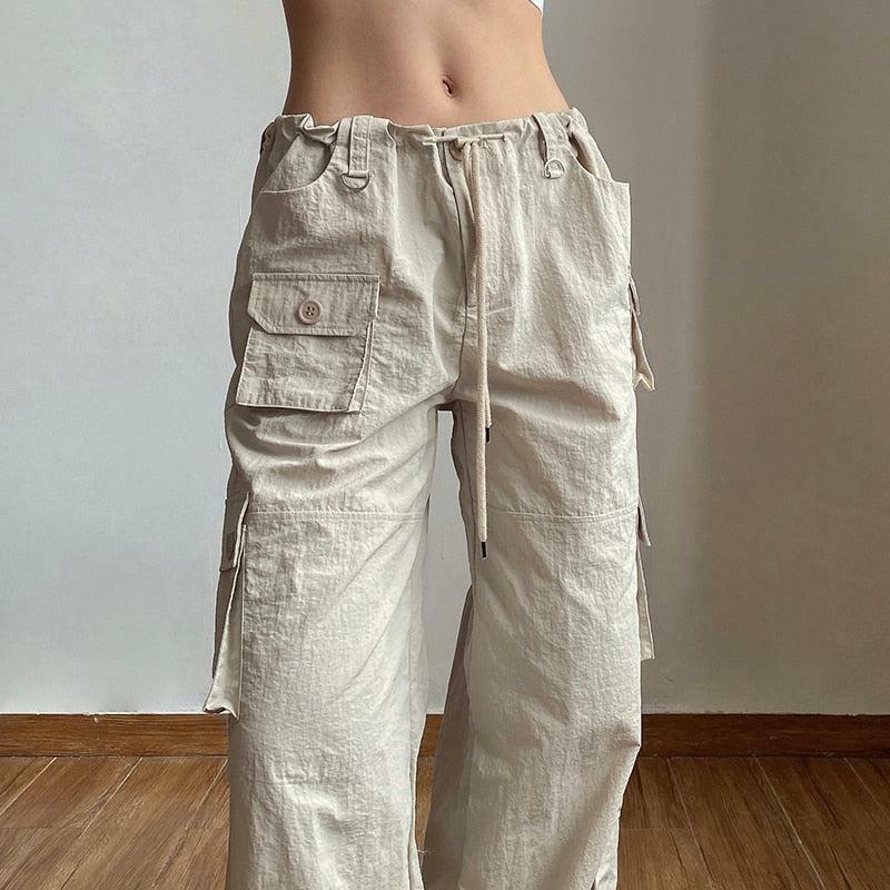 Trendy Y2K Low Rise Cargo Pants for Aesthetic Coquette Style