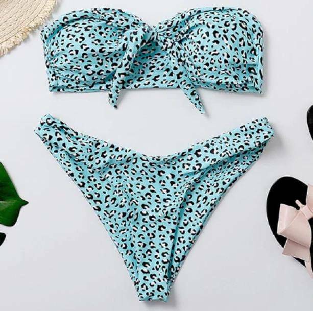 Turquoise Leopard Print Swimsuit - Y2K Aesthetic Swimwear for Trendy Styles