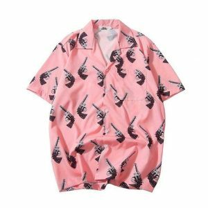 Vaporwave Aesthetic Pink Gun Tee - Y2K Fashion & Coquette Style