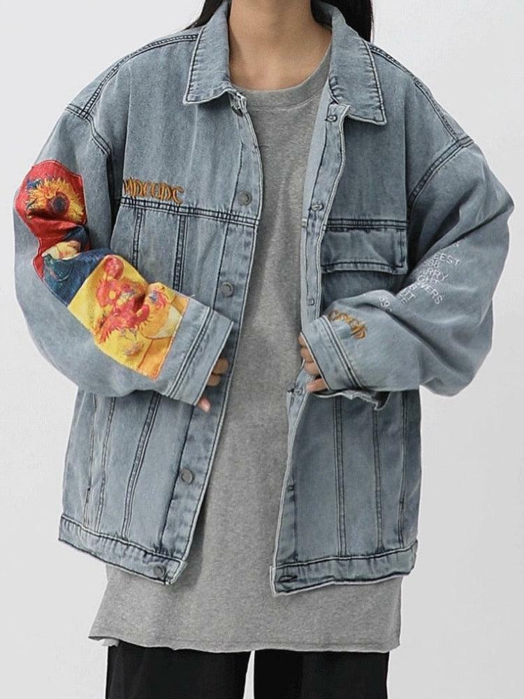 Vincent Van Gogh Denim Jacket - Y2K Aesthetic, Grunge Style, Art-Inspired