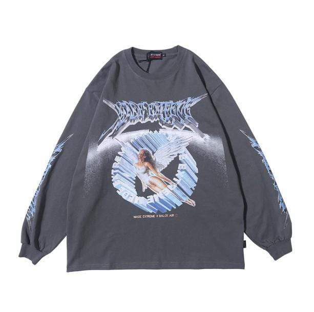 Vintage Angel Sweatshirt: Y2K Aesthetic, Coquette Style, Grunge Fashion