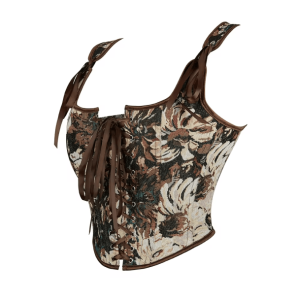 Vintage Brown Corset: Y2K Fashion Essential for Aesthetic Coquette Style