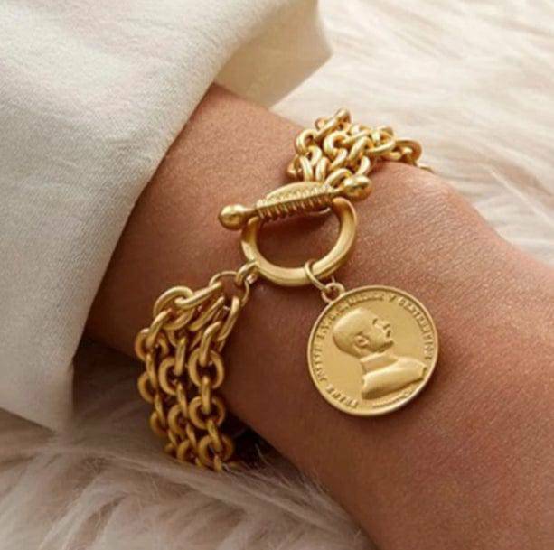 Vintage Coin Bracelet: Aesthetic Jewelry for Y2K and Coquette Styles