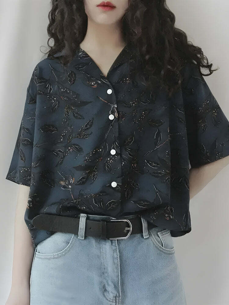 Vintage Leaf Aesthetic Shirt - Y2K Fashion with Coquette Vibes