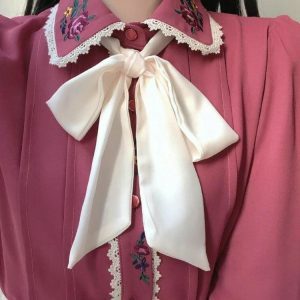 Vintage Rose Embroidered Shirt - Y2K Aesthetic Coquette Style Top