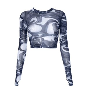 Wavy Y2K Long Sleeve Top - Aesthetic Coquette Style for Trendy Looks