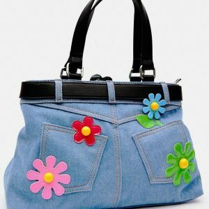 Y2K Aesthetic Belted Denim Handbag for Trendy Coquette Style