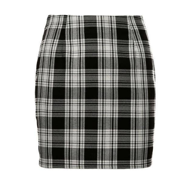 Y2K Aesthetic Black and White Plaid Mini Skirt for Trendy Outfits