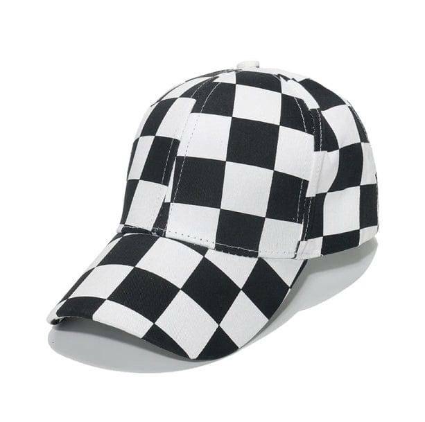 Y2K Aesthetic Checkered Cap for Trendy Coquette and Grunge Styles