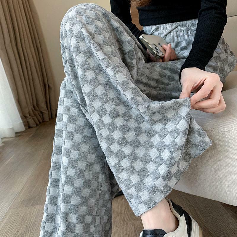 Y2K Aesthetic Checkered Sweatpants for Trendy Coquette Style